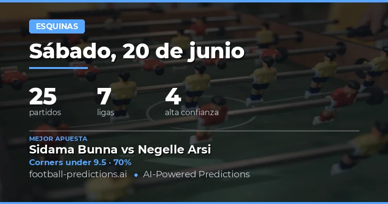 Mejores Picks Corners O/U para el 20 Jun 2026