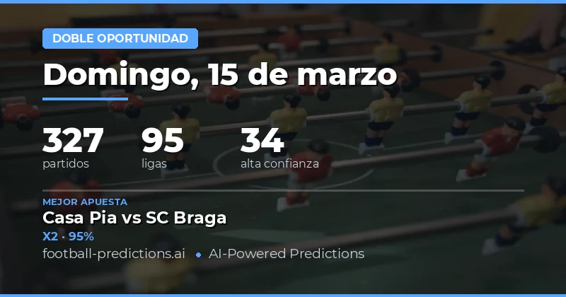 Doble oportunidad: pronósticos 15 marzo 2026