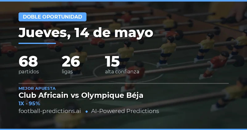 Pronósticos de Apuestas Doble Oportunidad para el 14 de Mayo
