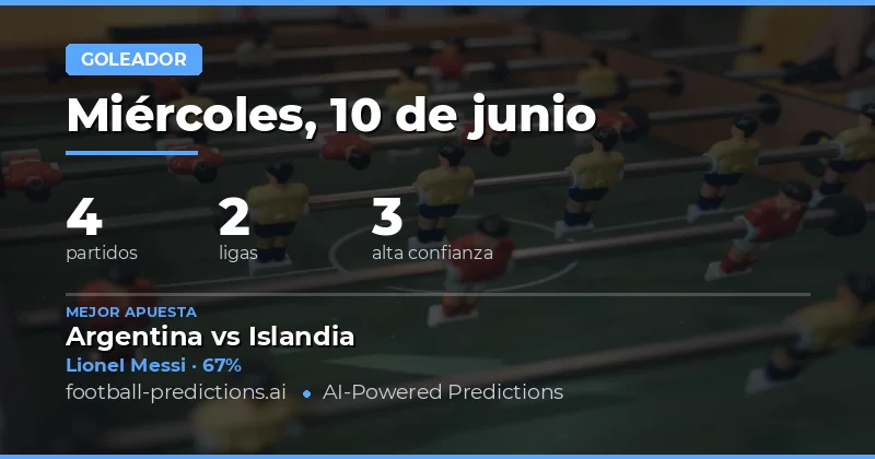 Goleador — Pronósticos y Consejos de Fútbol — Miércoles, 10 de junio, 2026