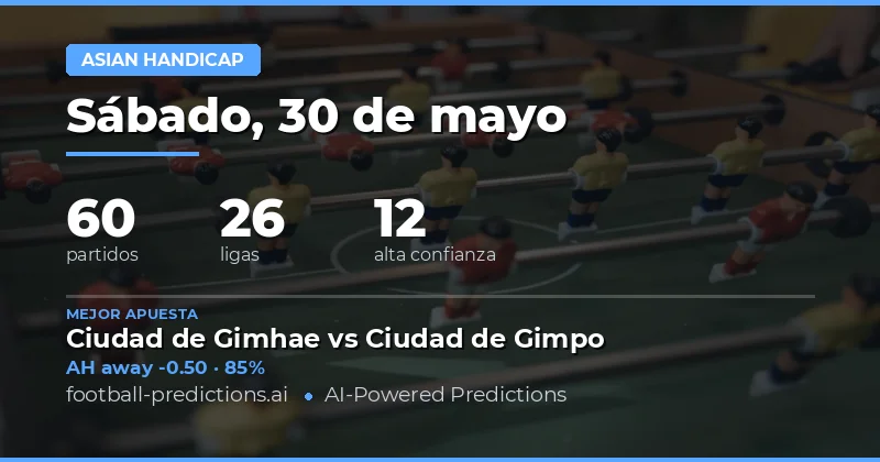Pronósticos Asian Handicap del 30 de mayo de 2026