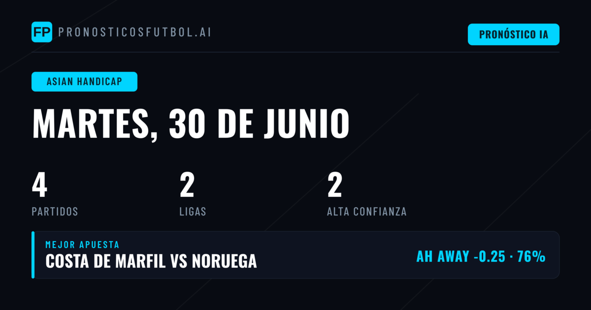 Mejores Picks AH para 30 Jun 2026