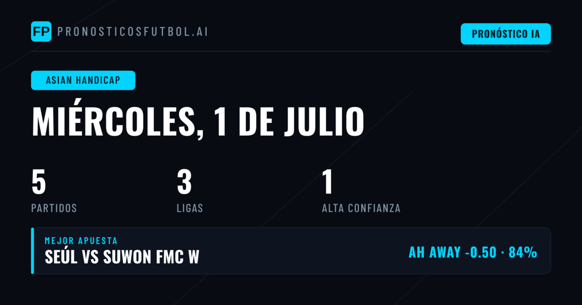 Mejores Picks AH para el 1 Jul 2026
