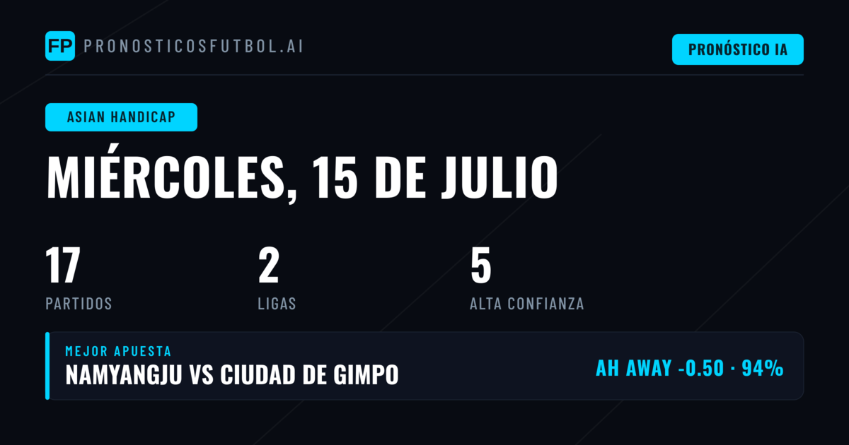 Mejores Picks AH para el 15 Jul 2026