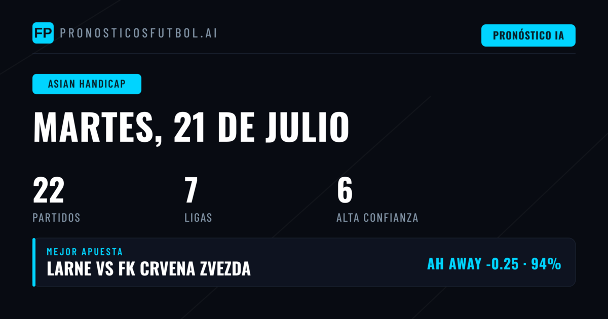 Top AH Picks para 21 Jul 2026