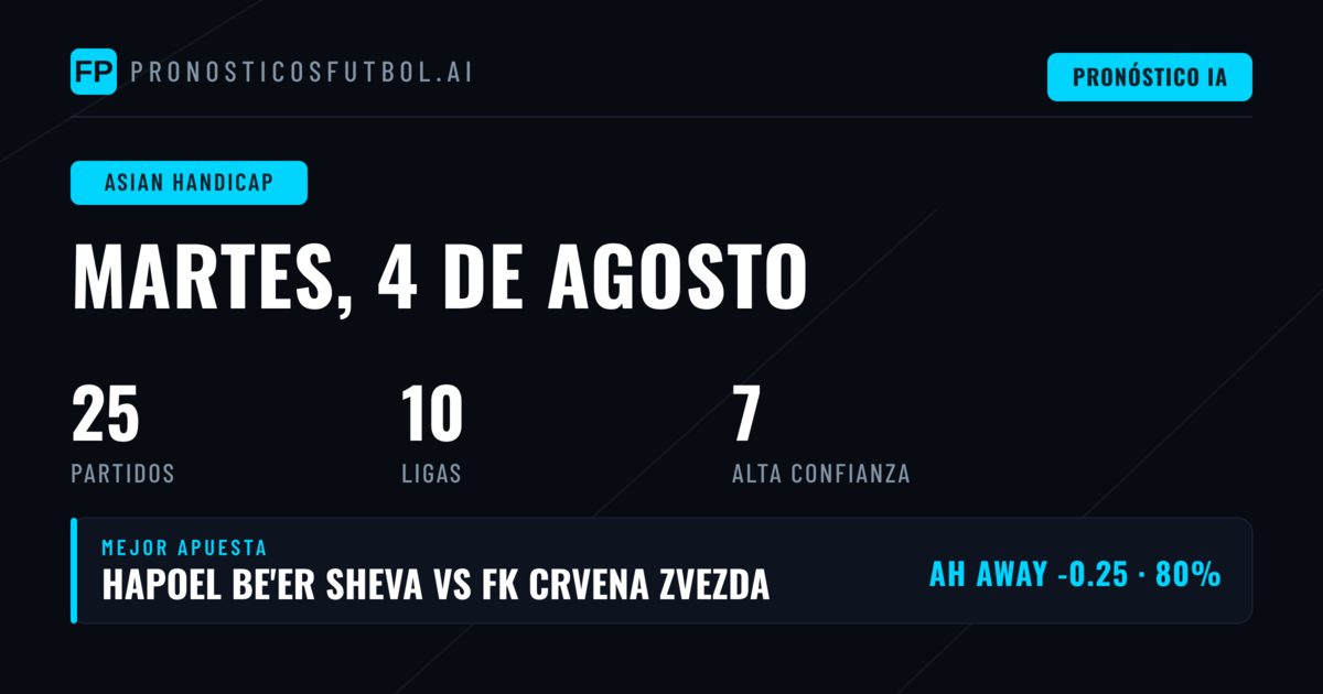 Mejores Picks AH para el 4 Ago 2026