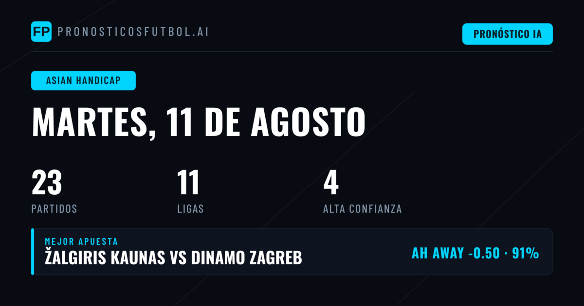 Mejores Picks AH para el 11 Ago 2026