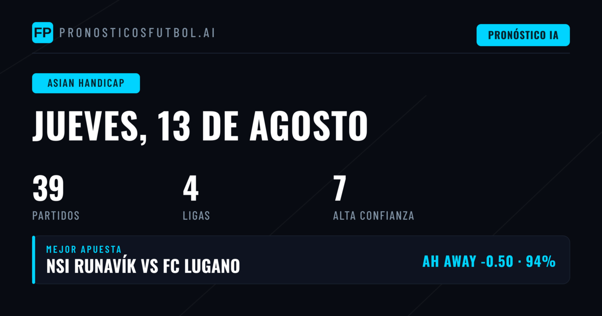 Mejores Picks de AH para el 13 Ago 2026