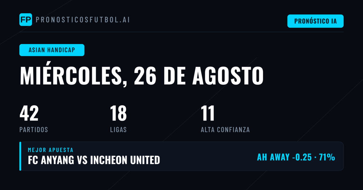 Mejores Picks AH para el 26 Ago 2026