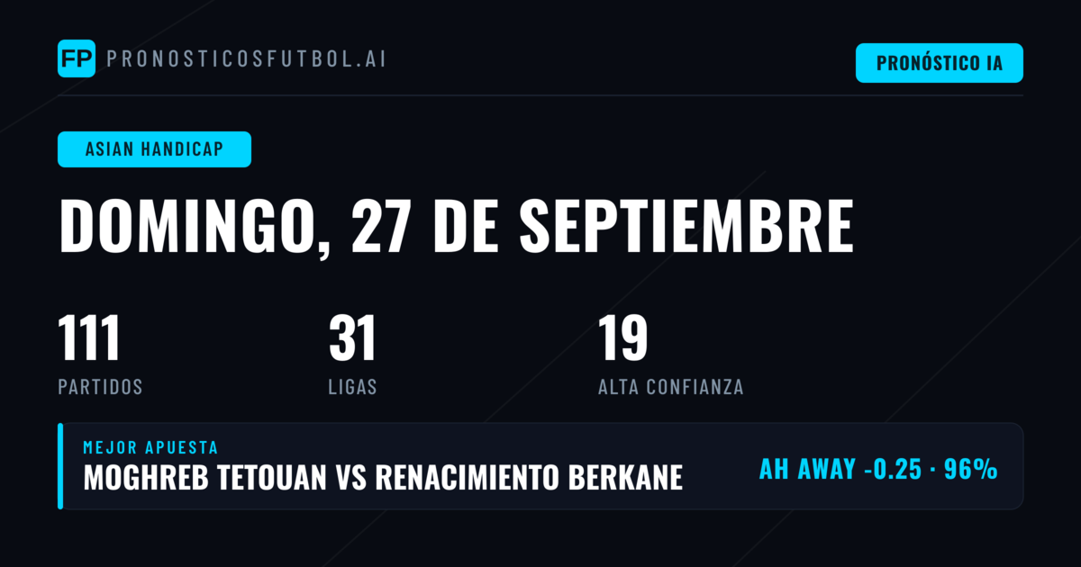 Mejores Picks AH para 27 Sep 2026