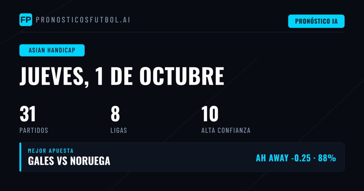 Mejores Picks AH para el 1 Oct 2026