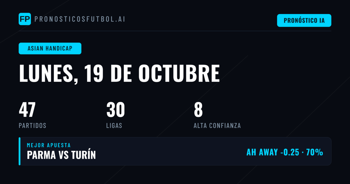 Mejores Picks AH para 19 Oct 2026