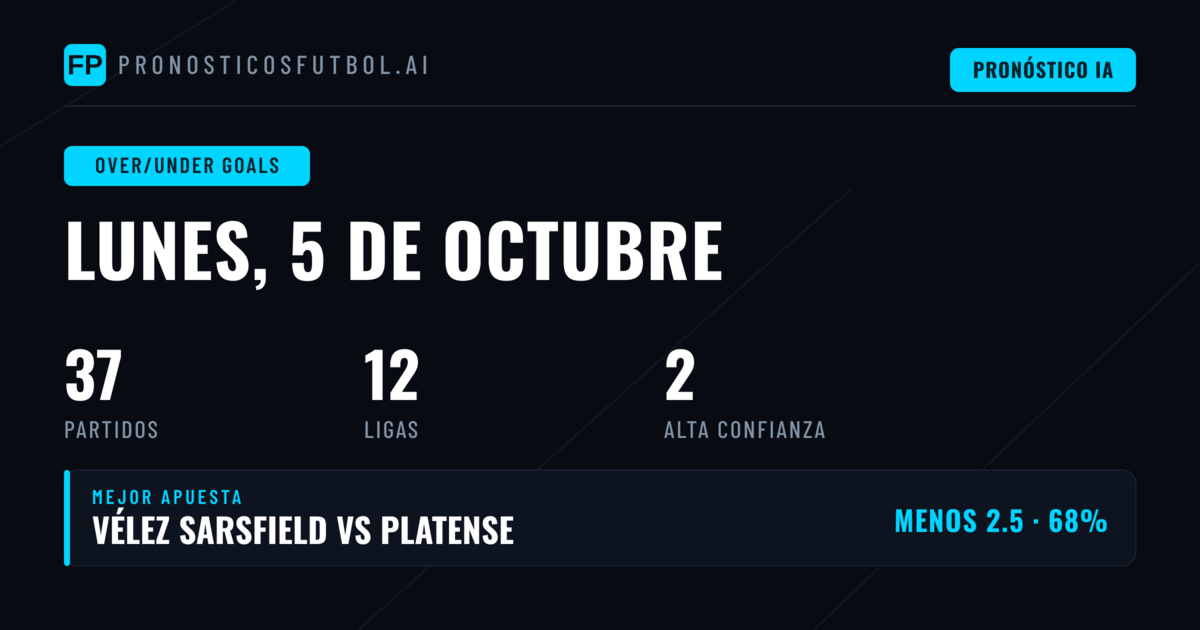Mejores Picks O/U Goals para 5 Oct 2026