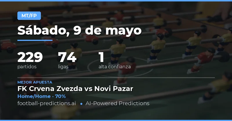 Predicciones de Medio Tiempo/Tiempo Completo para el 9 de mayo de 2026