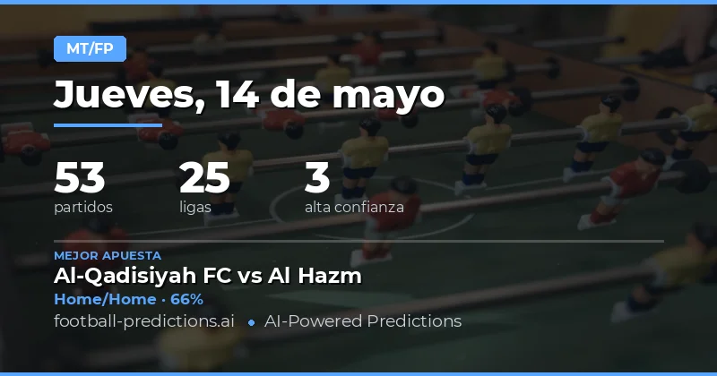 Pronósticos Medio Tiempo/Partido Completo del 14 de mayo de 2026