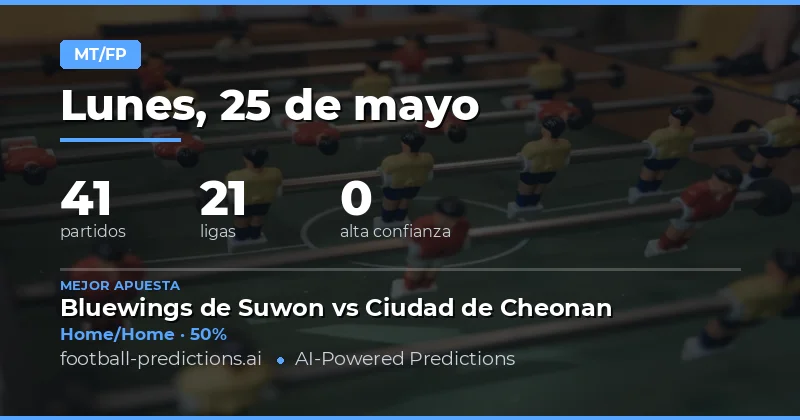 Pronósticos de Fútbol Medio Tiempo / Tiempo Completo para el 25 May 2026