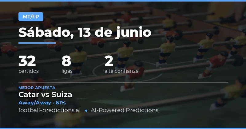 Mejores Picks HT/FT para el 13 de junio de 2026
