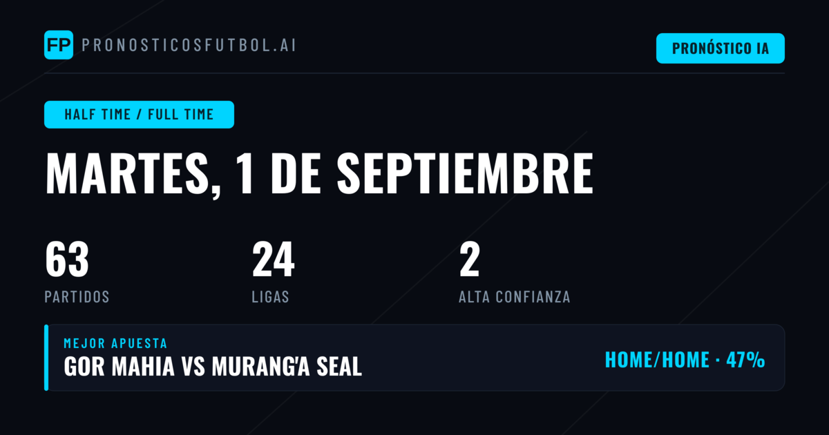 Mejores Picks HT/FT para el 1 de septiembre de 2026