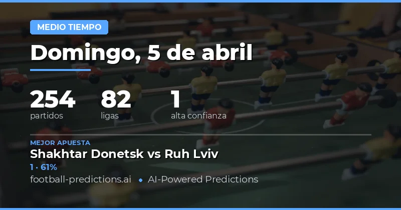 Predicciones del resultado en el descanso para el 5 de abril de 2026