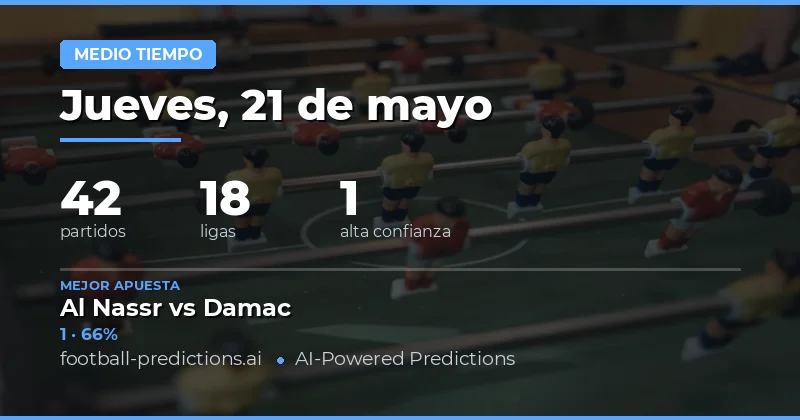 Análisis Estratégico para las Apuestas de Medio Tiempo del 21 de Mayo
