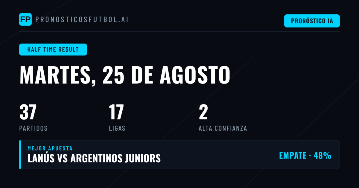 Mejores Pronósticos HT/FT - 25 Ago 2026