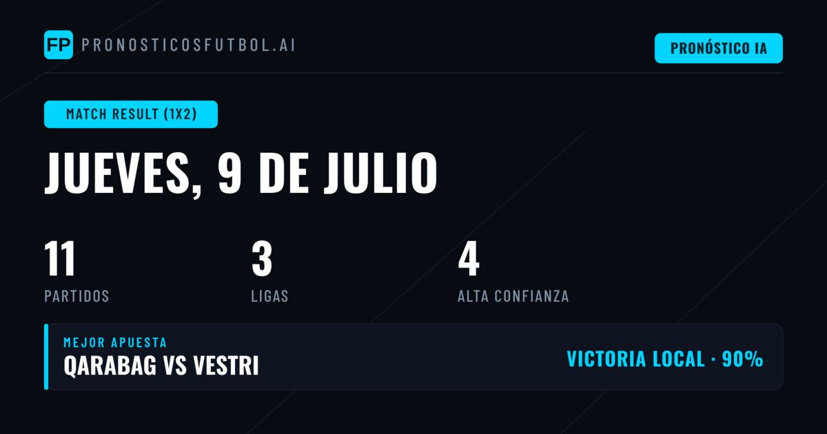 Mejores Picks 1X2 para el 9 de julio de 2026