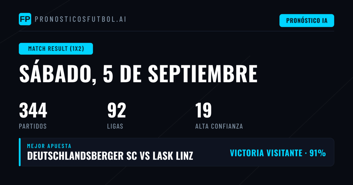 Mejores Pronósticos 1X2 para el 5 de septiembre de 2026