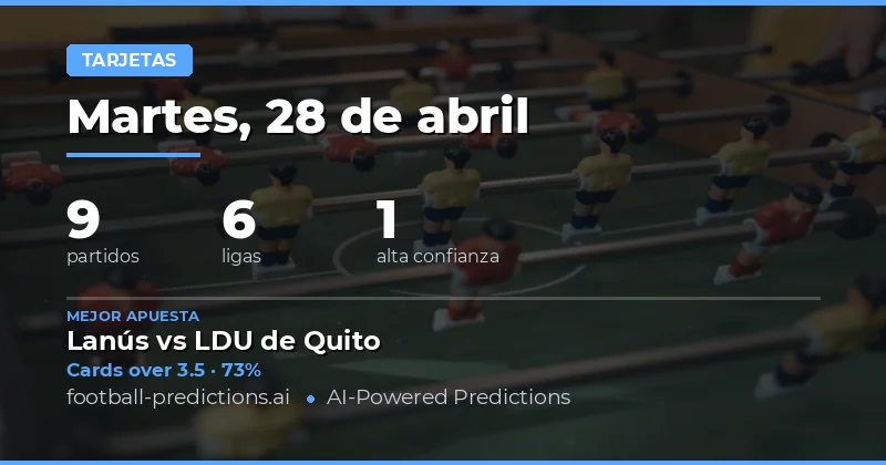 Análisis Estadístico de Tarjetas Amarillas para el 28 de Abril