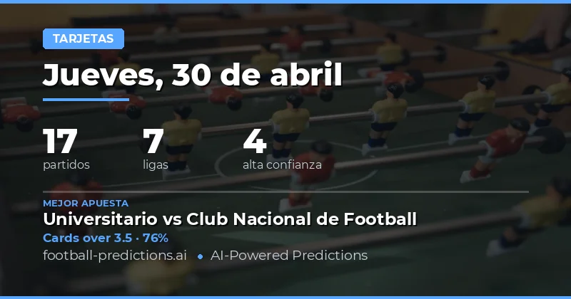 Análisis de Tarjetas Amarillas para el 30 de Abril de 2026