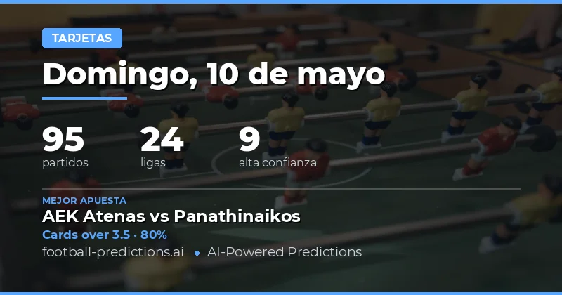 Pronósticos de Tarjetas Amarillas para el 10 May 2026