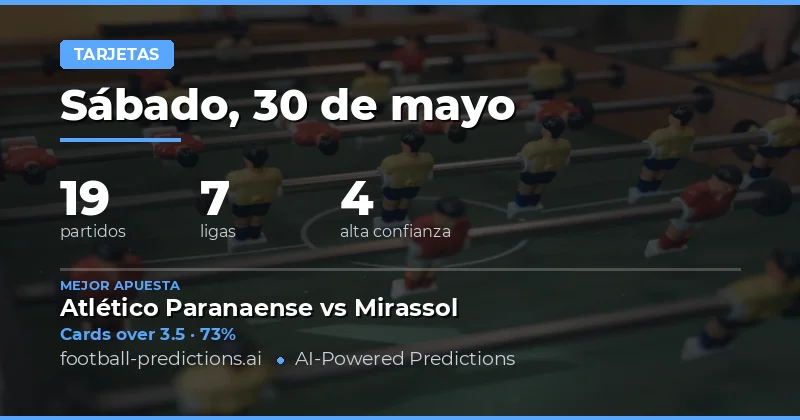 Pronósticos de Tarjetas Amarillas para el Lunes 30 de Mayo de 2026