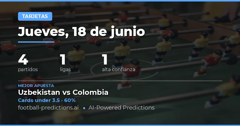 Mejores Picks O/U Tarjetas para 18 Jun 2026