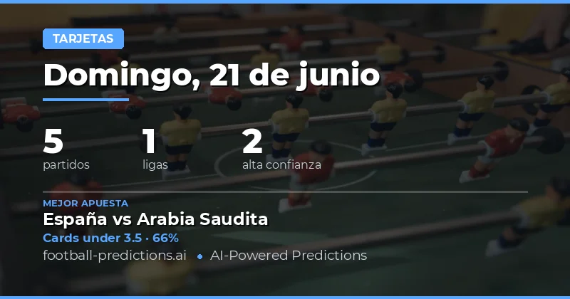 Mejores Picks O/U Tarjetas para el 21 Jun 2026