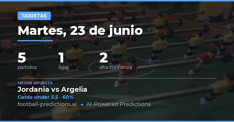 Mejores Pronósticos de Tarjetas Amarillas O/U (23 Jun 2026)