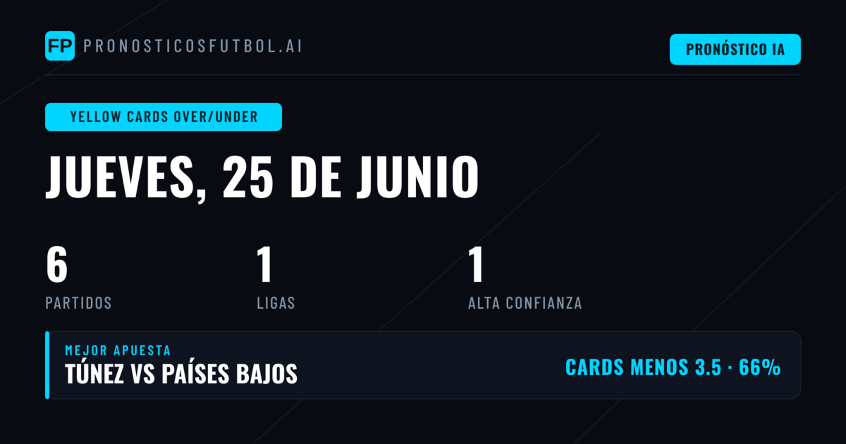 Mejores Picks O/U Tarjetas Amarillas para el 25 Jun 2026