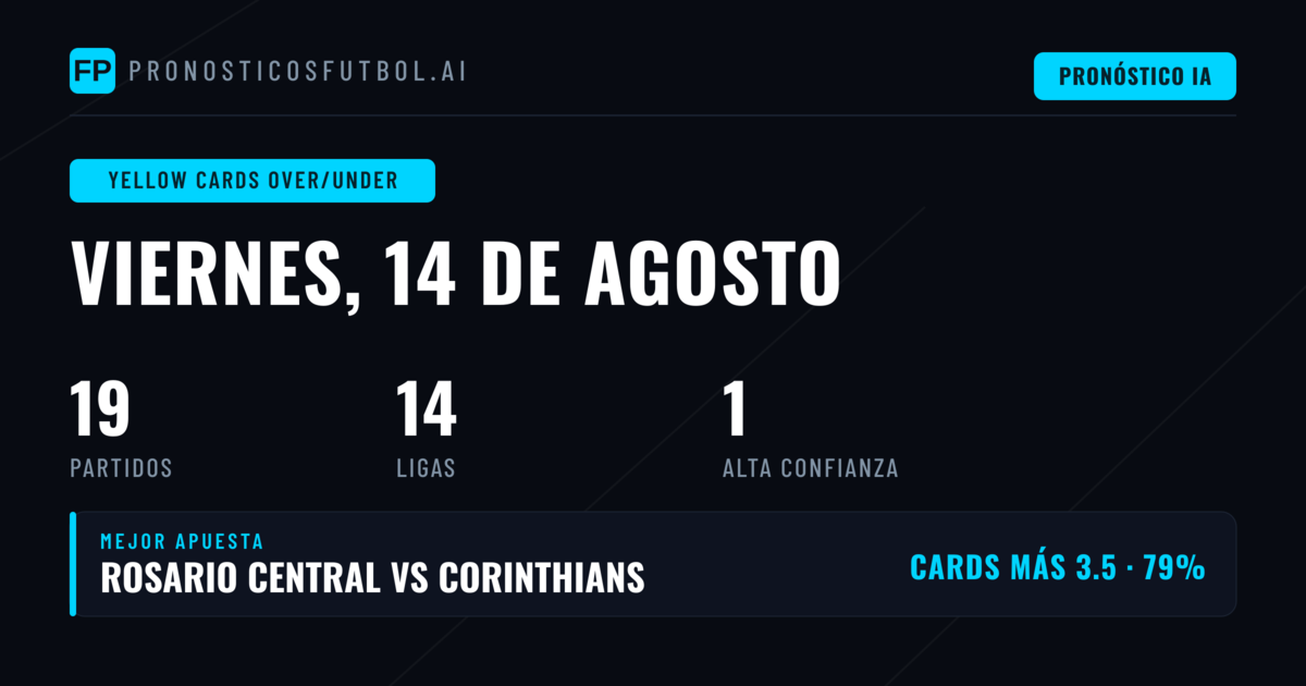 Top Picks O/U Tarjetas para 14 Ago 2026