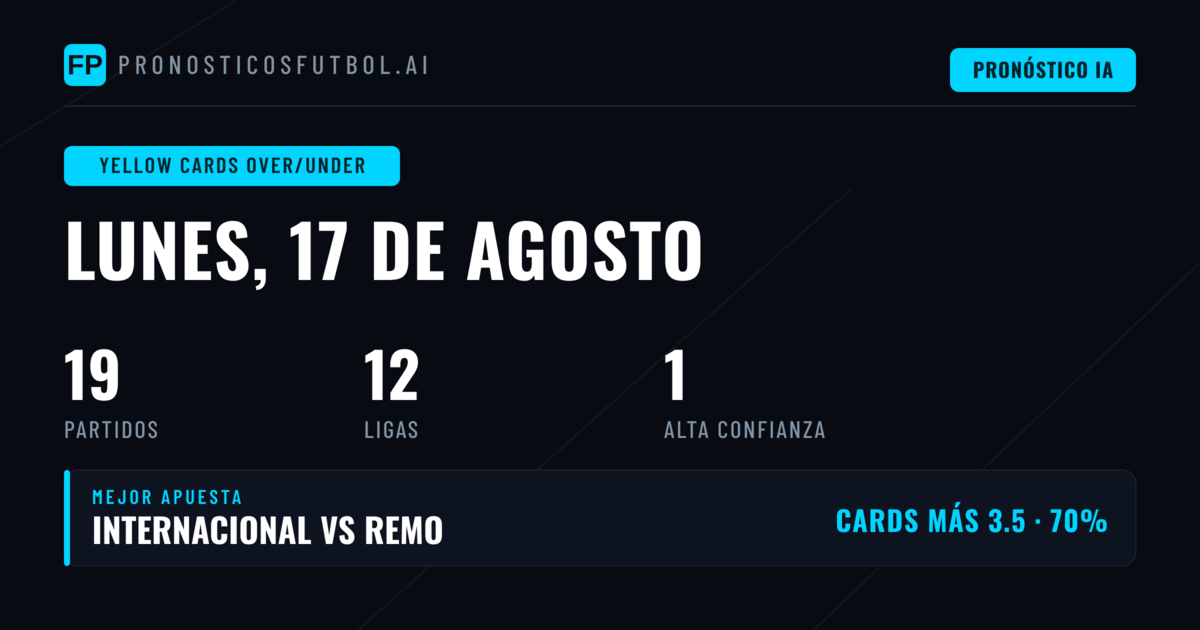 Picks Destacados de Tarjetas O/U para el 17 Ago 2026