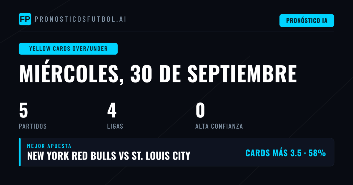 Análisis de Picks O/U Tarjetas Amarillas para la Jornada del 30 de septiembre de 2026