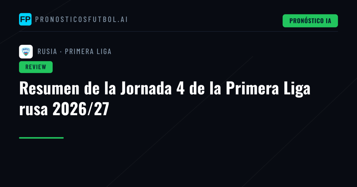 Resumen de la Jornada 4 de la Primera Liga rusa 2026/27