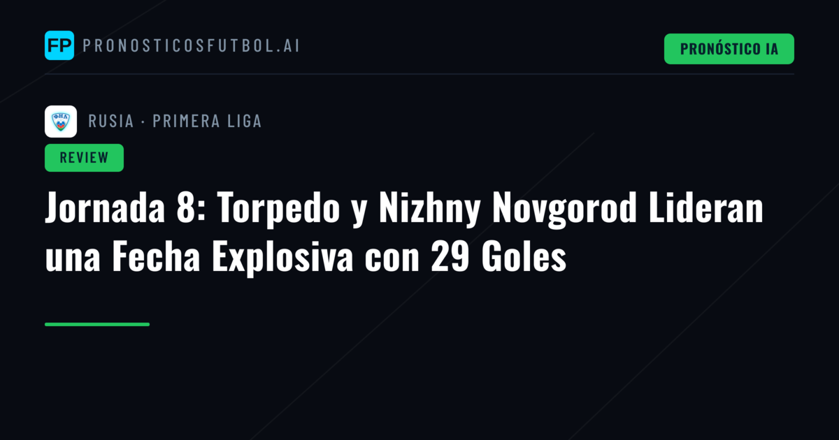 Jornada 8: Torpedo y Nizhny Novgorod Lideran una Fecha Explosiva con 29 Goles