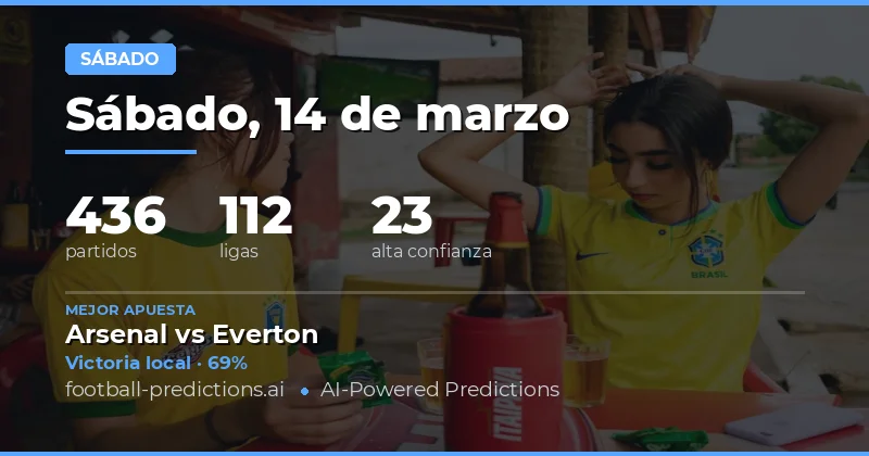 Pronósticos fútbol Sábado 14 marzo 2026: mejores apuestas