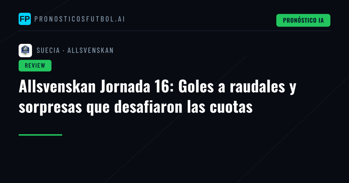 Allsvenskan Jornada 16: Goles a raudales y sorpresas que desafiaron las cuotas