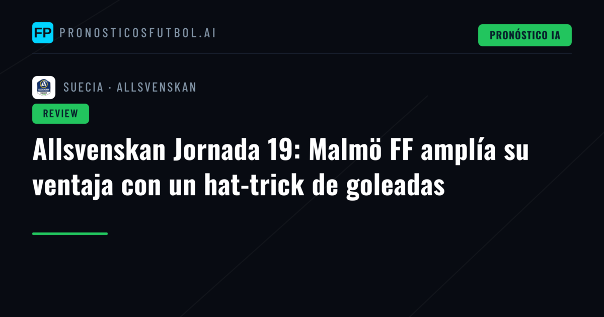 Allsvenskan Jornada 19: Malmö FF amplía su ventaja con un hat-trick de goleadas