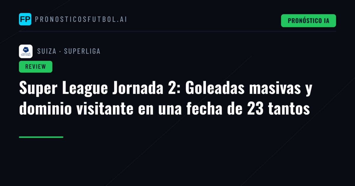 Super League Jornada 2: Goleadas masivas y dominio visitante en una fecha de 23 tantos