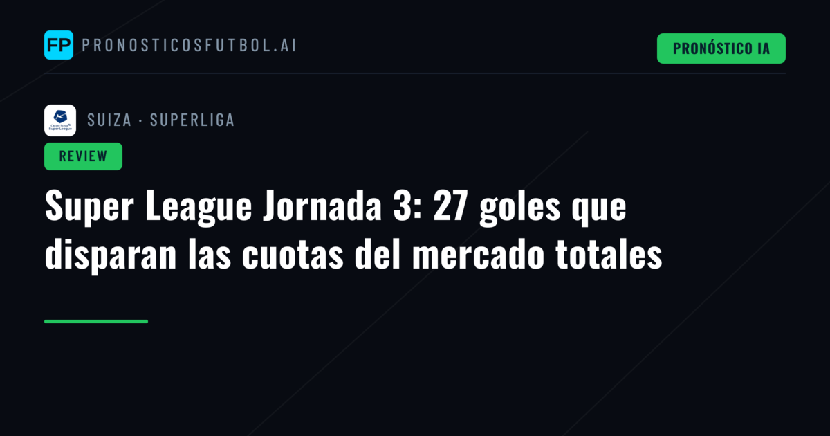 Super League Jornada 3: 27 goles que disparan las cuotas del mercado totales