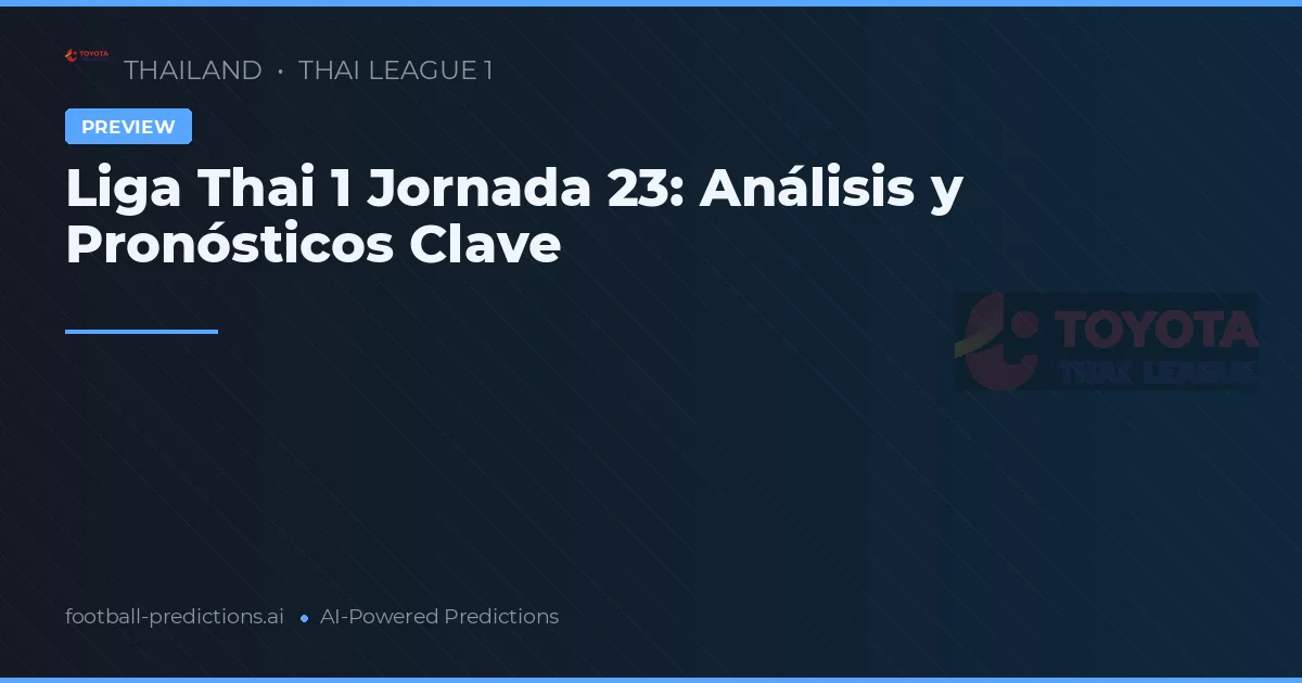 Liga Thai 1 Jornada 23: Análisis y Pronósticos Clave