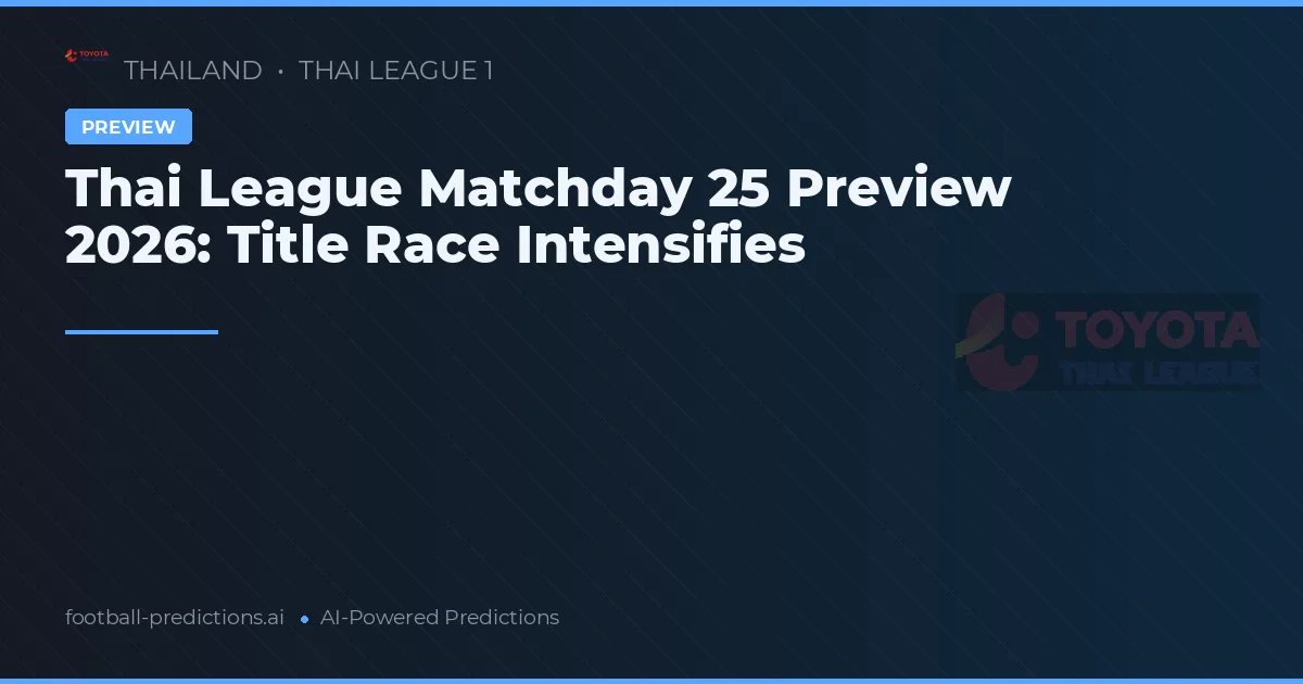 Thai League Matchday 25 Preview 2026: Title Race Intensifies