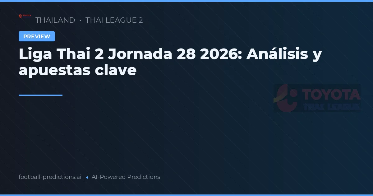 Liga Thai 2 Jornada 28 2026: Análisis y apuestas clave