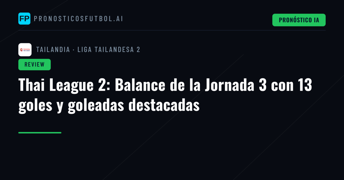 Thai League 2: Balance de la Jornada 3 con 13 goles y goleadas destacadas