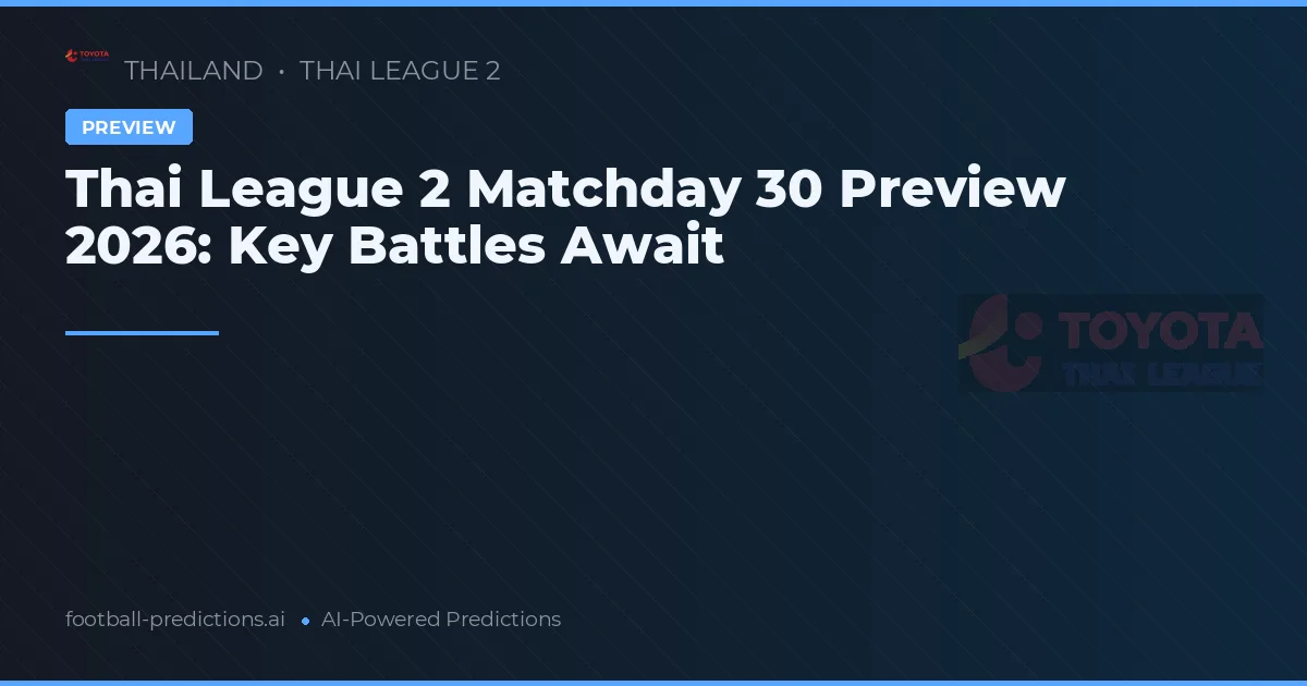 Thai League 2 Matchday 30 Preview 2026: Key Battles Await